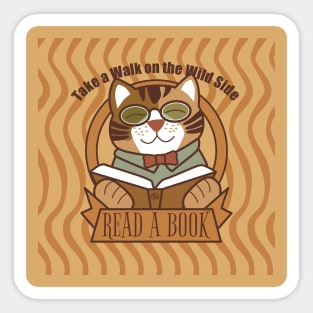 Tiger Cat Book Lover Sticker